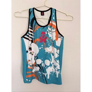 Betty Designs Women’s Kick Cancer Cycling Jersey Tank Top Skull Butterfly XL